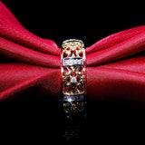 Gold Hollow Band Ring Zircon Engagement Wedding Jewelry - Genuine - Gemstone