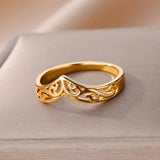 Gold Plant Totem Ring For Women Female Wedding Party Finger Jewelry - Gemstone Gold