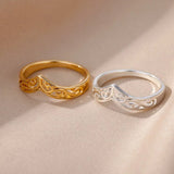Gold Plant Totem Ring For Women Female Wedding Party Finger Jewelry - Gemstone Gold