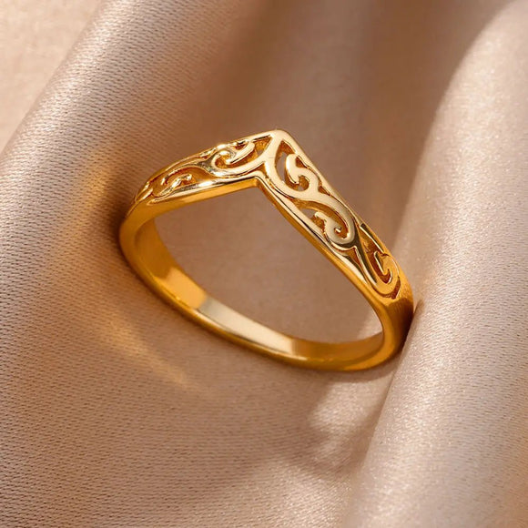 Gold Plant Totem Ring For Women Female Wedding Party Finger Jewelry - Gemstone Gold