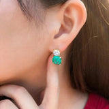 Green Broken Ice Tourmaline Drop Earrings for Women Party Jewelry - Gemstone Gold
