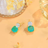 Green Broken Ice Tourmaline Drop Earrings for Women Party Jewelry - Gemstone Gold
