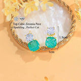 Green Broken Ice Tourmaline Drop Earrings for Women Party Jewelry - Gemstone Gold