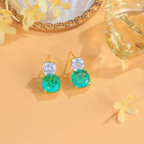 Green Broken Ice Tourmaline Drop Earrings for Women Party Jewelry - Gemstone Gold