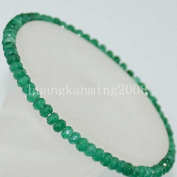 Green Jade Beaded Bracelet Gemstone Women's Bridal Jewelry - Genuine - Gemstone