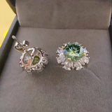 Green Moissanite Stud Earrings For Women Wedding Jewelry - Genuine - Gemstone