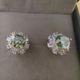 Green Moissanite Stud Earrings For Women Wedding Jewelry - Genuine - Gemstone