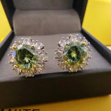 Green Moissanite Stud Earrings For Women Wedding Jewelry - Genuine - Gemstone