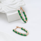 Green Natural Emerald Earrings Women 585 Rose Gold Bride Wedding Gift Jewelry - Genuine - Gemstone