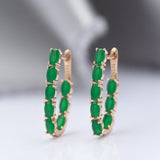 Green Natural Emerald Earrings Women 585 Rose Gold Bride Wedding Gift Jewelry - Genuine - Gemstone