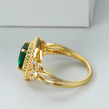 Green Square Emerald Ring Engagement Ring Classic Gold Wedding For Women - Gemstone Gold