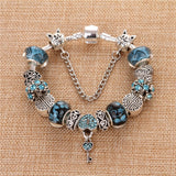 Heart Blue Gem Bangle Bracelet Pendant Charms Elegant Women's Gift - Genuine - Gemstone