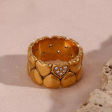 Heart Filled Mould Ring For Girls Ladies Bold Women Gold Jewelry - Genuine - Gemstone