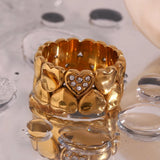 Heart Filled Mould Ring For Girls Ladies Bold Women Gold Jewelry - Genuine - Gemstone