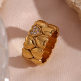 Heart Filled Mould Ring For Girls Ladies Bold Women Gold Jewelry - Genuine - Gemstone