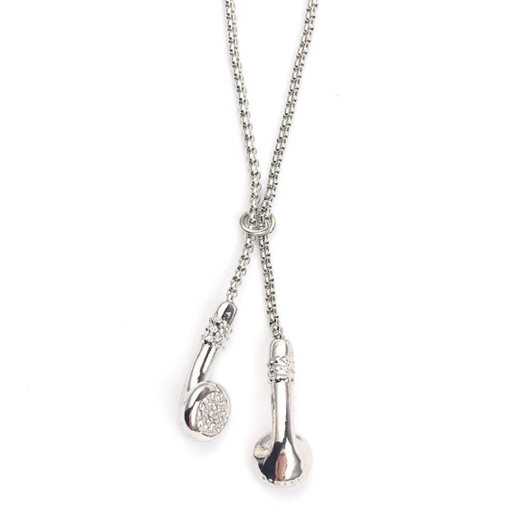 Hip - hop Music Earbuds Pendant Necklace Clothing Accessories Jewelry - Gemstone Gold