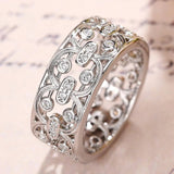 Hollow Fashion Ring for Women Wedding Engagement Party Jewelry - Genuine - Gemstone