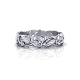 Hollow Flower Silver Ring Leaves Women Party Wedding Gift Jewelry - Genuine - Gemstone