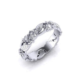 Hollow Flower Silver Ring Leaves Women Party Wedding Gift Jewelry - Genuine - Gemstone