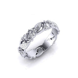 Hollow Flower Silver Ring Leaves Women Party Wedding Gift Jewelry - Genuine - Gemstone