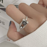 Hollow Silver Rock Rings for Women Anniverssary Party Jewelry - Genuine - Gemstone