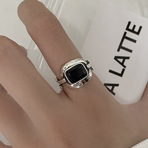 Hollow Silver Rock Rings for Women Anniverssary Party Jewelry - Genuine - Gemstone
