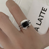 Hollow Silver Rock Rings for Women Anniverssary Party Jewelry - Genuine - Gemstone