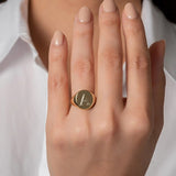 Initial Letter Stamp Name Ring Women Anniverssary Birthday Jewelry - Genuine - Gemstone