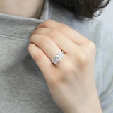Inlaid Crystal Eternity RingWomen Wedding Silver Engagement Jewelry - Gemstone Gold