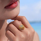 Inlaid Heart Zircon Ring Shiny 18k Gold Adjustable For Women Jewelry - Gemstone Gold