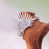 Inlaid Heart Zircon Ring Shiny 18k Gold Adjustable For Women Jewelry - Gemstone Gold