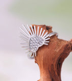 Inlaid Heart Zircon Ring Shiny 18k Gold Adjustable For Women Jewelry - Gemstone Gold