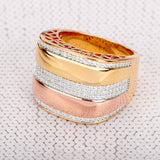 Inlaid Zircon Gold Ring Women Bridal Wedding Jewelry - Genuine - Gemstone