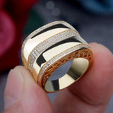 Inlaid Zircon Gold Ring Women Bridal Wedding Jewelry - Genuine - Gemstone