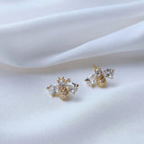 Insect Bee Zircon Stud Earrings for Women Animal Crystal Earrings Jewelry - Gemstone Gold