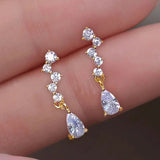 Lady Zircon Drop Earrings Engagement Ceremony Jewelry Exquisite Accessories - Genuine - Gemstone