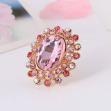 Large Gemstone Zircon Ring Women's Wedding Flower Jewelry - Genuine - Gemstone