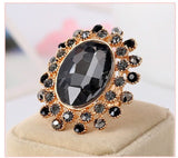 Large Gemstone Zircon Ring Women's Wedding Flower Jewelry - Genuine - Gemstone