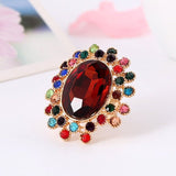 Large Gemstone Zircon Ring Women's Wedding Flower Jewelry - Genuine - Gemstone