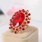 Large Gemstone Zircon Ring Women's Wedding Flower Jewelry - Genuine - Gemstone