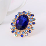 Large Gemstone Zircon Ring Women's Wedding Flower Jewelry - Genuine - Gemstone