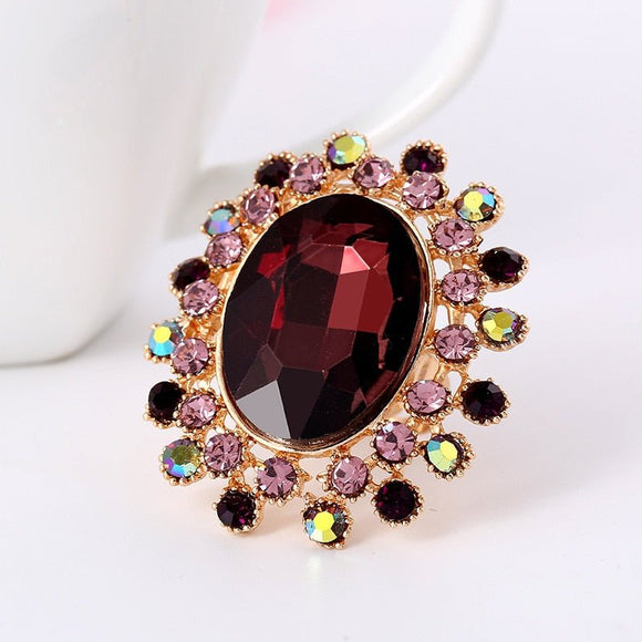 Large Gemstone Zircon Ring Women's Wedding Flower Jewelry - Genuine - Gemstone