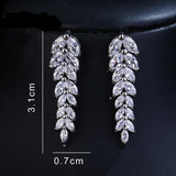 Leaf Pendant Earrings AAA Cubic Zircon Women's Wedding Party Jewelry Gift - Genuine - Gemstone