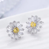 Little Yellow Sapphire Stud Earrings for Women Flower Ear Piercing Girls Jewelry - Gemstone Gold