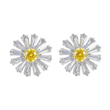 Little Yellow Sapphire Stud Earrings for Women Flower Ear Piercing Girls Jewelry - Gemstone Gold
