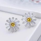 Little Yellow Sapphire Stud Earrings for Women Flower Ear Piercing Girls Jewelry - Gemstone Gold
