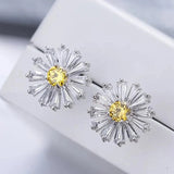 Little Yellow Sapphire Stud Earrings for Women Flower Ear Piercing Girls Jewelry - Gemstone Gold