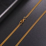 Long Box Chain Necklace 60cm Men Black Gold Women Punk Jewelry - Gemstone Gold