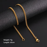 Long Box Chain Necklace 60cm Men Black Gold Women Punk Jewelry - Gemstone Gold