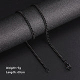 Long Box Chain Necklace 60cm Men Black Gold Women Punk Jewelry - Gemstone Gold